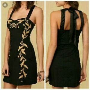 Free People Black and Gold Dress
